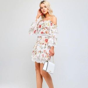Alice + Olivia Santos Cold Shoulder Tiered Dress